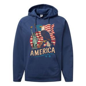 Who Love America Usa Me And You And All World I Want See Gift Performance Fleece Hoodie