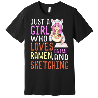 Who Loves Anime Ra and Sketching Kawaii Premium T-Shirt