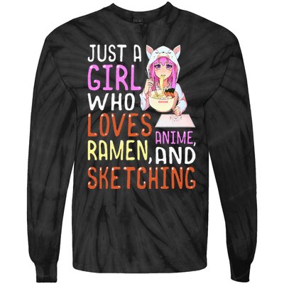 Who Loves Anime Ra and Sketching Kawaii Tie-Dye Long Sleeve Shirt