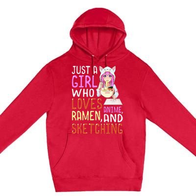 Who Loves Anime Ra and Sketching Kawaii Premium Pullover Hoodie