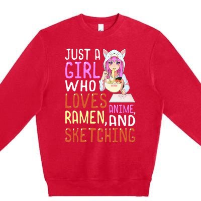 Who Loves Anime Ra and Sketching Kawaii Premium Crewneck Sweatshirt