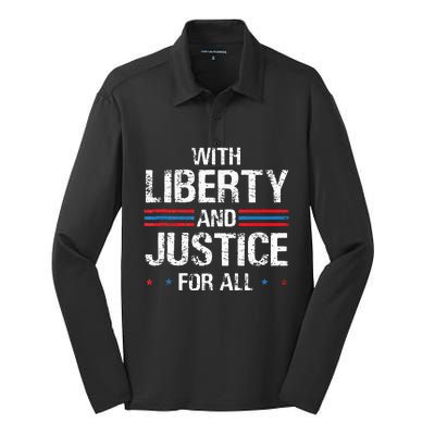 With Liberty And Justice For All Indivisible Equality Silk Touch Performance Long Sleeve Polo