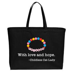 With Love And Hope Childless Cat Lady Cotton Canvas Jumbo Tote