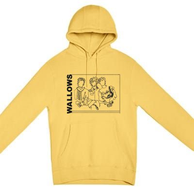 Wallow Line Art Minimalist Retro Band Music Premium Pullover Hoodie