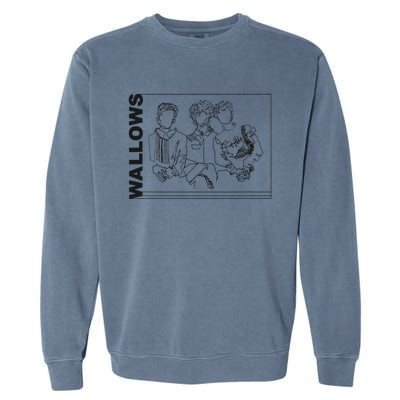 Wallow Line Art Minimalist Retro Band Music Garment-Dyed Sweatshirt