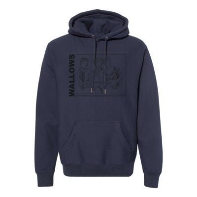 Wallow Line Art Minimalist Retro Band Music Premium Hoodie