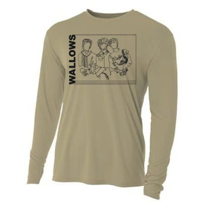 Wallow Line Art Minimalist Retro Band Music Cooling Performance Long Sleeve Crew