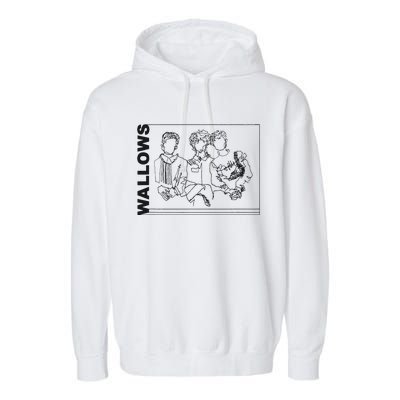 Wallow Line Art Minimalist Retro Band Music Garment-Dyed Fleece Hoodie