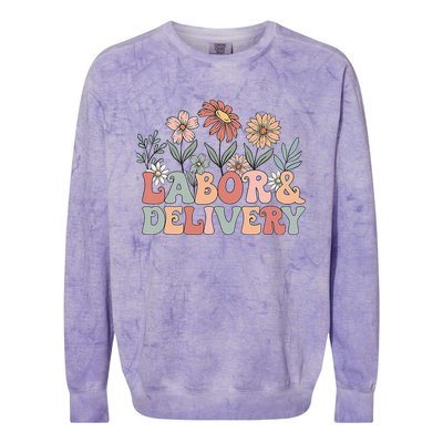 Wildflowers Labor And Delivery Nurse Back To School Colorblast Crewneck Sweatshirt