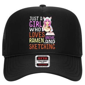  Who Loves Anime Ra and Sketching Kawaii  High Crown Mesh Back Trucker Hat