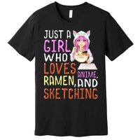  Who Loves Anime Ra and Sketching Kawaii  Premium T-Shirt