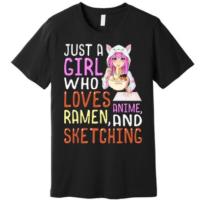  Who Loves Anime Ra and Sketching Kawaii  Premium T-Shirt