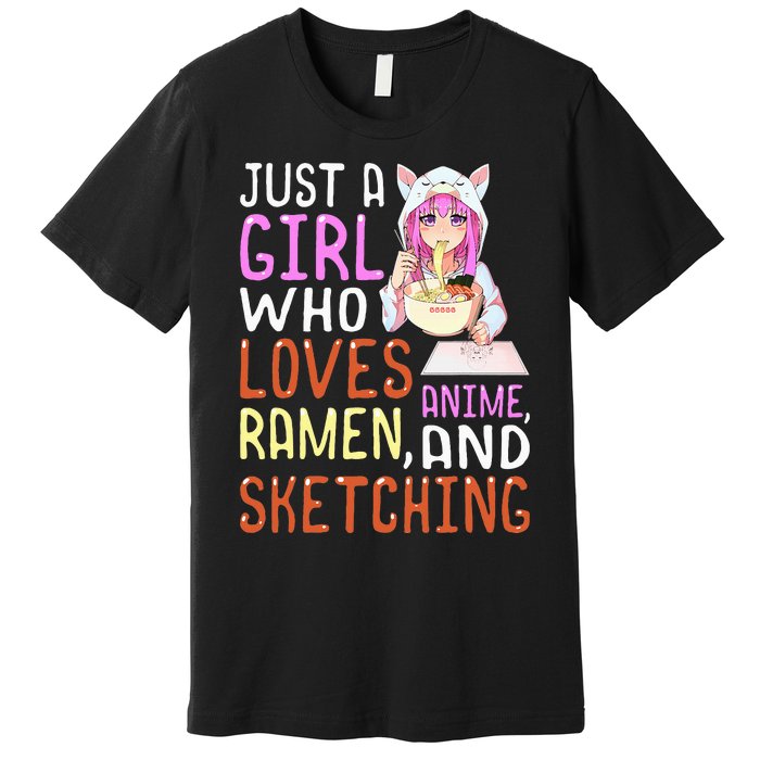  Who Loves Anime Ra and Sketching Kawaii  Premium T-Shirt