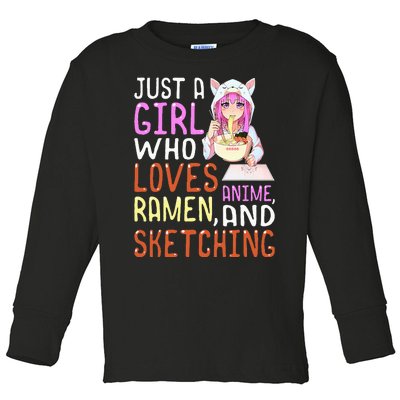  Who Loves Anime Ra and Sketching Kawaii  Toddler Long Sleeve Shirt