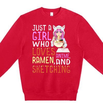  Who Loves Anime Ra and Sketching Kawaii  Premium Crewneck Sweatshirt