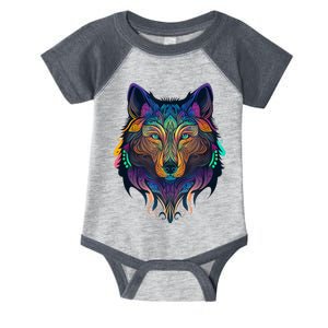 Wolf Lover Amazing Color Tribal Animal Face Wolf Infant Baby Jersey Bodysuit