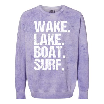 Wake Lake Boat Surf Wakesurfer Wakeboard Wakeboarding Rope Gift Colorblast Crewneck Sweatshirt