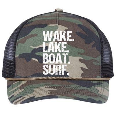 Wake Lake Boat Surf Wakesurfer Wakeboard Wakeboarding Rope Gift Retro Rope Trucker Hat Cap