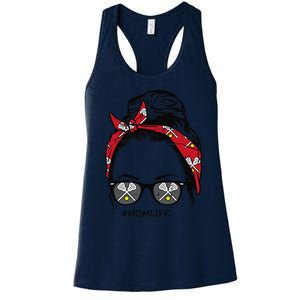 Woman Lacrosse Bandana Sunglasses Mom Life Mothers Day Mama Women's Racerback Tank