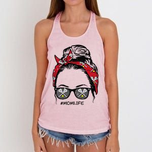 Woman Lacrosse Bandana Sunglasses Mom Life Mothers Day Mama Women's Knotted Racerback Tank