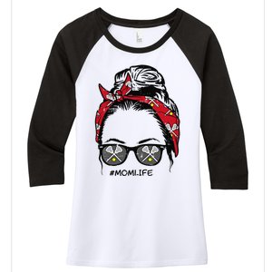 Woman Lacrosse Bandana Sunglasses Mom Life Mothers Day Mama Women's Tri-Blend 3/4-Sleeve Raglan Shirt