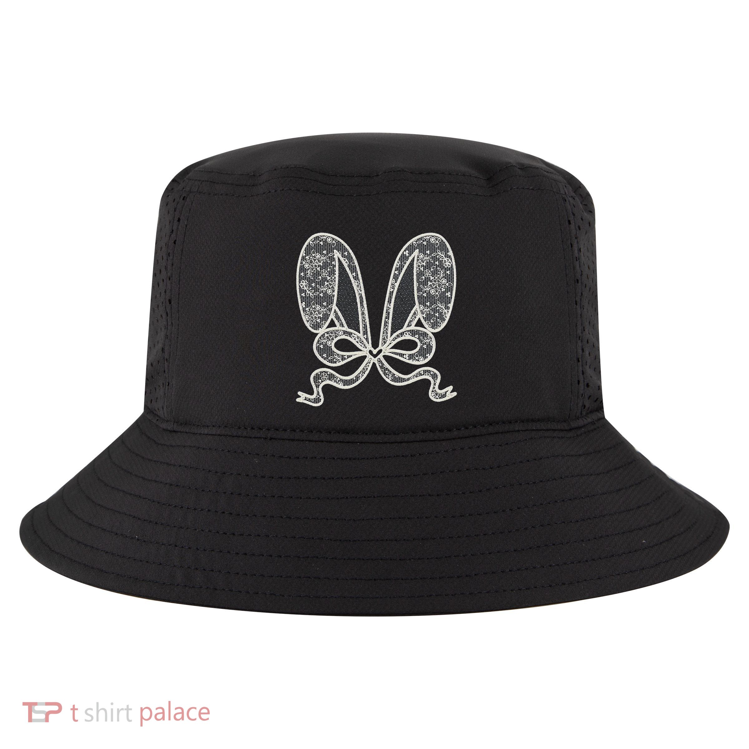 White Lace Bunny Ears Coquette Bow Easter Spring Lace Bow Cool Comfort Performance Bucket Hat