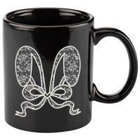 White Lace Bunny Ears Coquette Bow Easter Spring Lace Bow 11oz C Handle Ceramic Mug