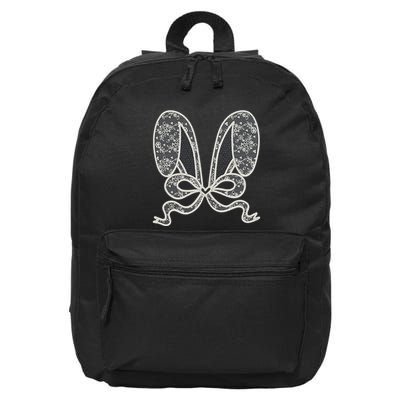 White Lace Bunny Ears Coquette Bow Easter Spring Lace Bow 16 in Basic Backpack