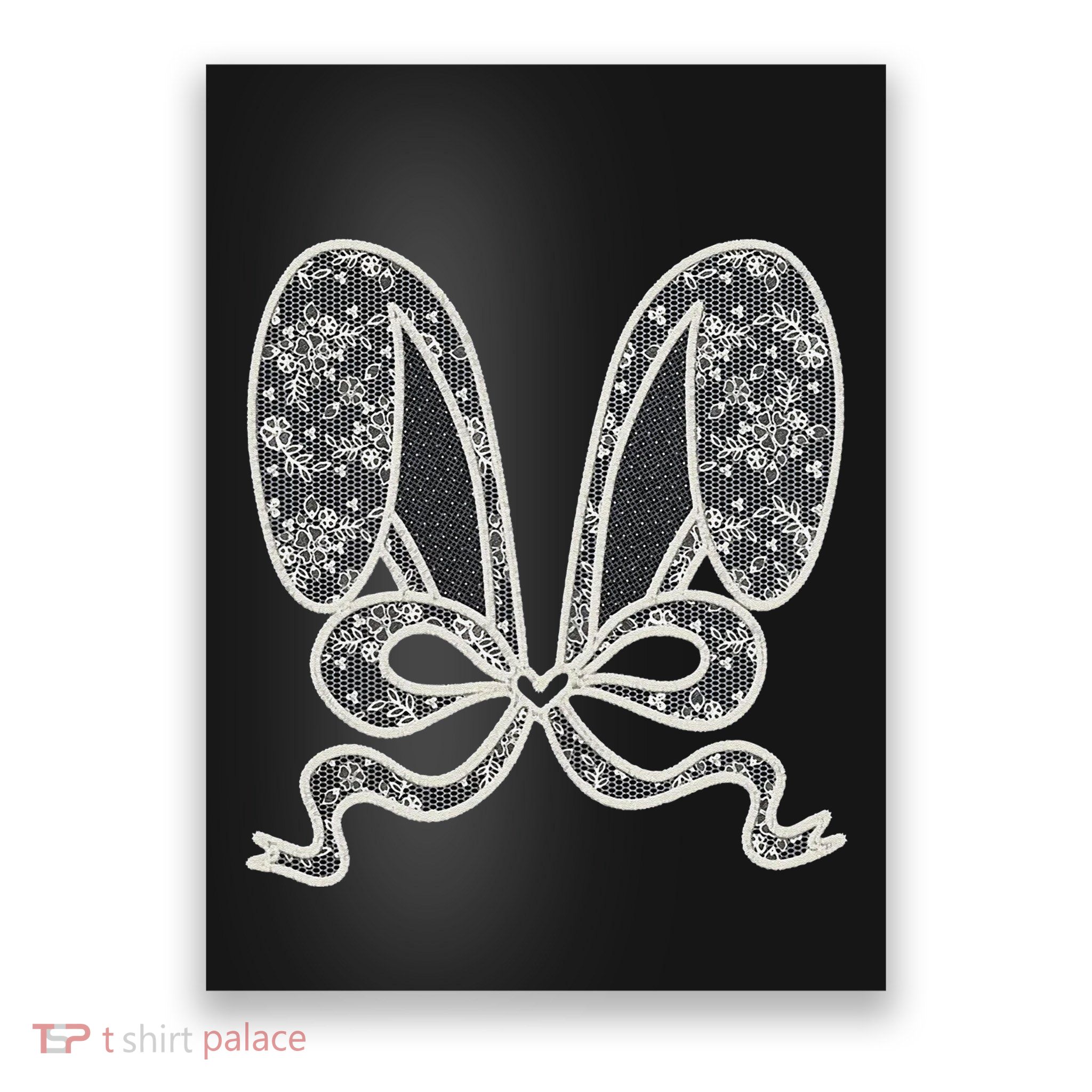 White Lace Bunny Ears Coquette Bow Easter Spring Lace Bow Poster