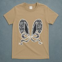 White Lace Bunny Ears Coquette Bow Easter Spring Lace Bow T-Shirt