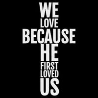 We Love Because He First Loved Us Christian Cross 16 in Basic Backpack