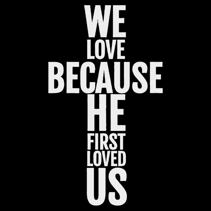 We Love Because He First Loved Us Christian Cross 16 in Basic Backpack