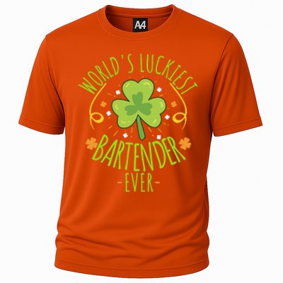 World's Luckiest Bartender Ever Funny St Patrick Day Irish Cool Gift Cooling Performance Crew T-Shirt