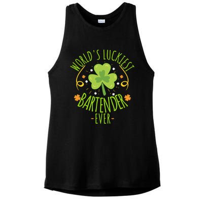 World's Luckiest Bartender Ever Funny St Patrick Day Irish Cool Gift Ladies PosiCharge Tri-Blend Wicking Tank