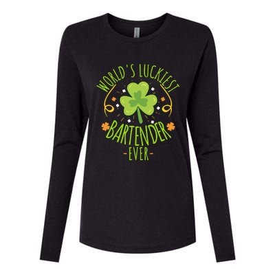 World's Luckiest Bartender Ever Funny St Patrick Day Irish Cool Gift Womens Cotton Relaxed Long Sleeve T-Shirt