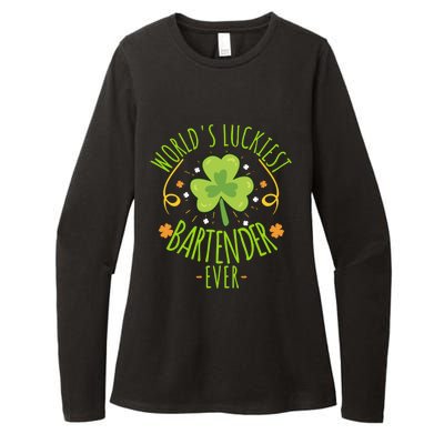 World's Luckiest Bartender Ever Funny St Patrick Day Irish Cool Gift Womens CVC Long Sleeve Shirt