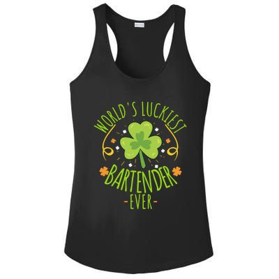 World's Luckiest Bartender Ever Funny St Patrick Day Irish Cool Gift Ladies PosiCharge Competitor Racerback Tank