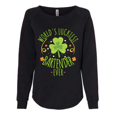 World's Luckiest Bartender Ever Funny St Patrick Day Irish Cool Gift Womens California Wash Sweatshirt