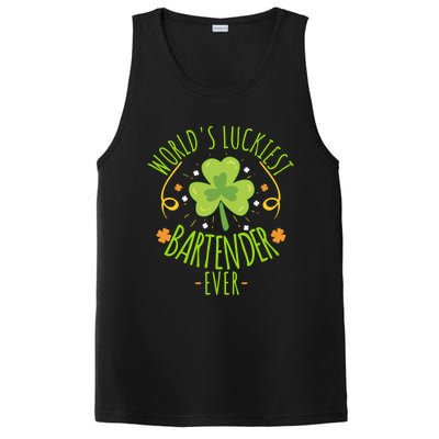 World's Luckiest Bartender Ever Funny St Patrick Day Irish Cool Gift PosiCharge Competitor Tank