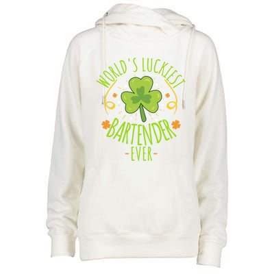 World's Luckiest Bartender Ever Funny St Patrick Day Irish Cool Gift Womens Funnel Neck Pullover Hood