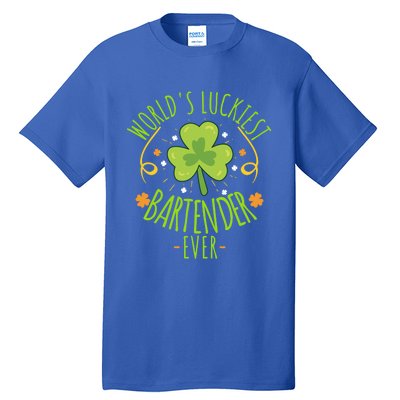 World's Luckiest Bartender Ever Funny St Patrick Day Irish Cool Gift Tall T-Shirt