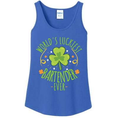 World's Luckiest Bartender Ever Funny St Patrick Day Irish Cool Gift Ladies Essential Tank