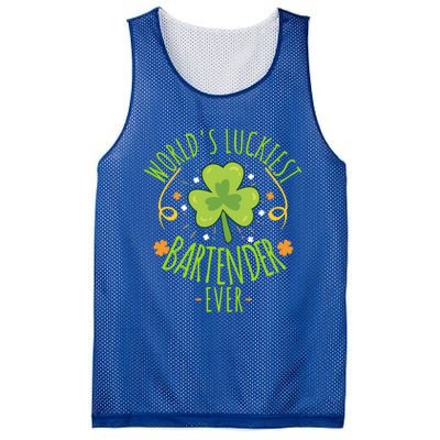 World's Luckiest Bartender Ever Funny St Patrick Day Irish Cool Gift Mesh Reversible Basketball Jersey Tank