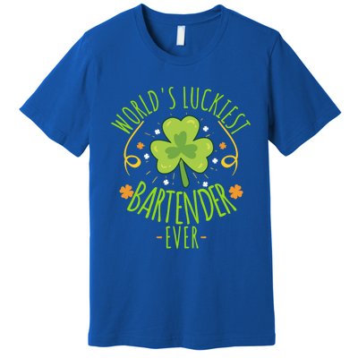 World's Luckiest Bartender Ever Funny St Patrick Day Irish Cool Gift Premium T-Shirt