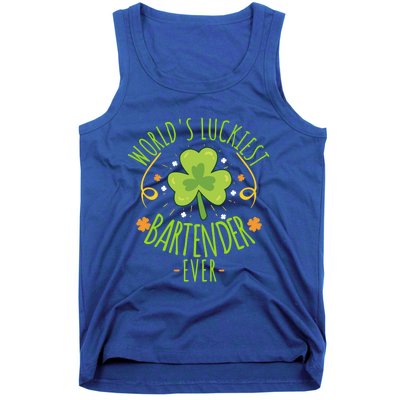 World's Luckiest Bartender Ever Funny St Patrick Day Irish Cool Gift Tank Top