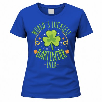 World's Luckiest Bartender Ever Funny St Patrick Day Irish Cool Gift Women's T-Shirt