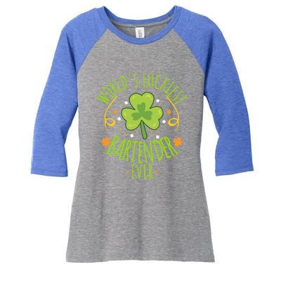 World's Luckiest Bartender Ever Funny St Patrick Day Irish Cool Gift Women's Tri-Blend 3/4-Sleeve Raglan Shirt