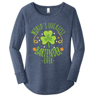 World's Luckiest Bartender Ever Funny St Patrick Day Irish Cool Gift Women's Perfect Tri Tunic Long Sleeve Shirt