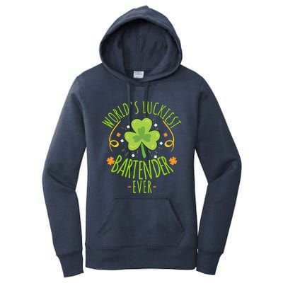 World's Luckiest Bartender Ever Funny St Patrick Day Irish Cool Gift Women's Pullover Hoodie