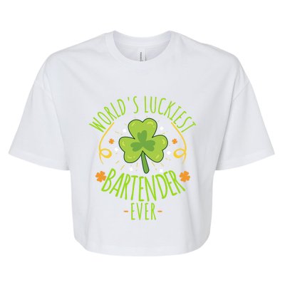 World's Luckiest Bartender Ever Funny St Patrick Day Irish Cool Gift Bella+Canvas Jersey Crop Tee